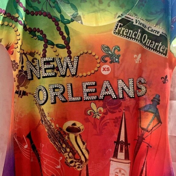 Maxi & Co Womens New Orleans French Quarter Sequin Shirt Size XS Multicolor Cap - Picture 4 of 10